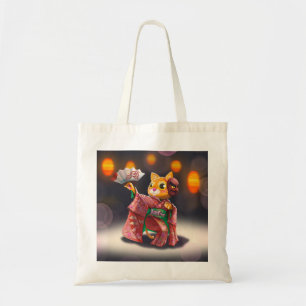 Bolso De Tela Bailarina de gato japonesa con traje tradicional