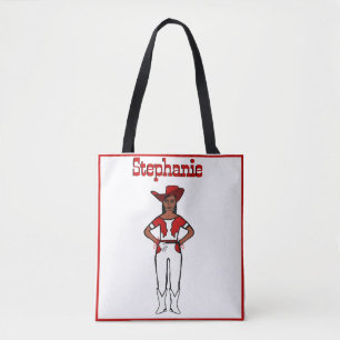 Bolso De Tela Bailarina de vaca Tote Fringe blanca roja A