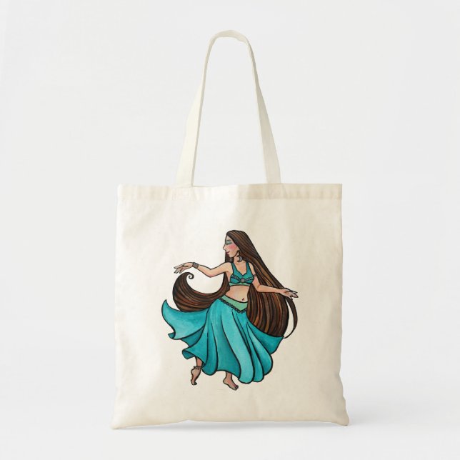 Bolso De Tela Bailarina de vientre azul turquesa                 (Frente)