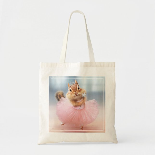 Bolso De Tela Bailarina linda del Chipmunk en tutú en el estudio (Frente)