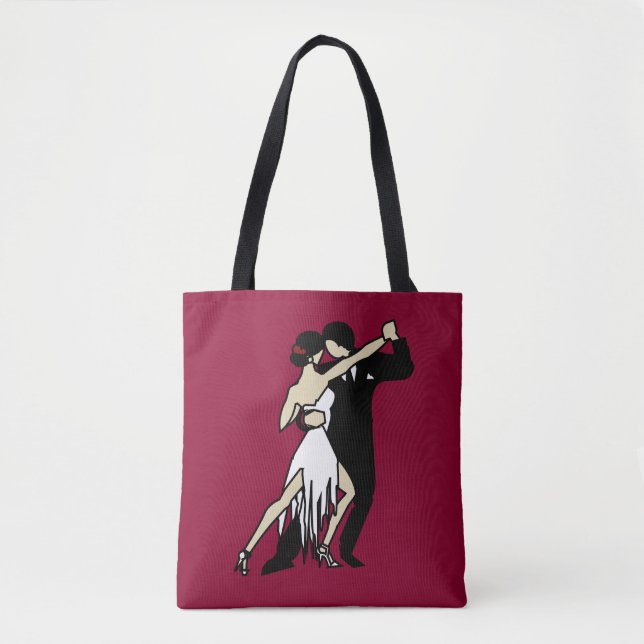 Bolso De Tela Bailarines de tango de Borgoña Tote Bag estilo ret (Anverso)