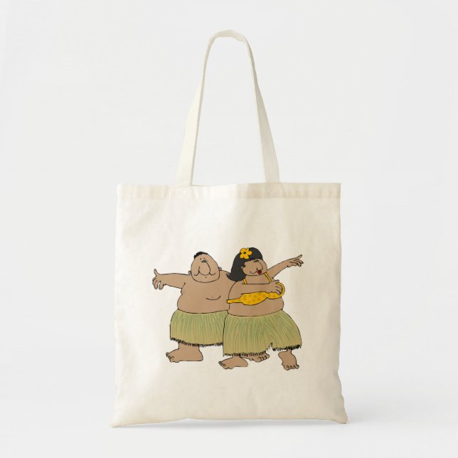 Bolso De Tela Bailarines Hawaianos Divertidos Dibujos Animados (Frente)
