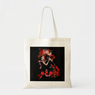 Bolso De Tela Bailarines románticos del tango en fractal rojo