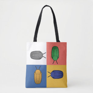 Bolso De Tela Baile cuadrado de cuatro trilobitas - animal prehi