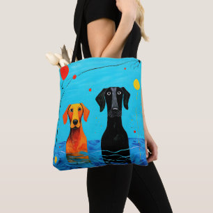 Bolso De Tela Bajo el horizonte azul - Perros surrealistas color
