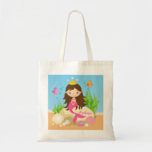 Bolso De Tela Bajo el nombre personalizado Sea Cute Brunette Mer
