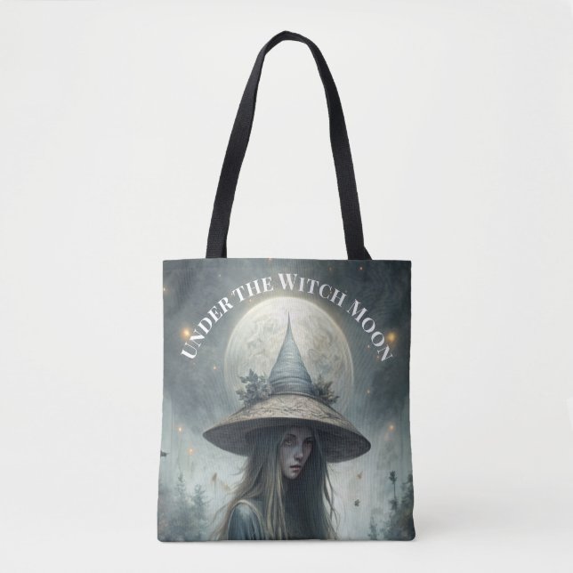 Bolso De Tela Bajo la Luna de Brujas - Joven Bruja gótica (Anverso)