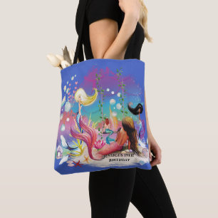 Bolso De Tela Bajo la Sirena Mar Océano Púrpura Turquesa
