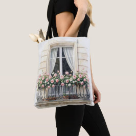 Bolso De Tela Balcon de Rosas de París Acuarela