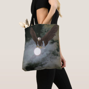 Bolso De Tela Bald Eagle Full Moon Night Sky Fantasy