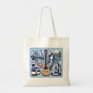 Bolso De Tela Baldosa azul sobre Lisboa y cultura portuguesa