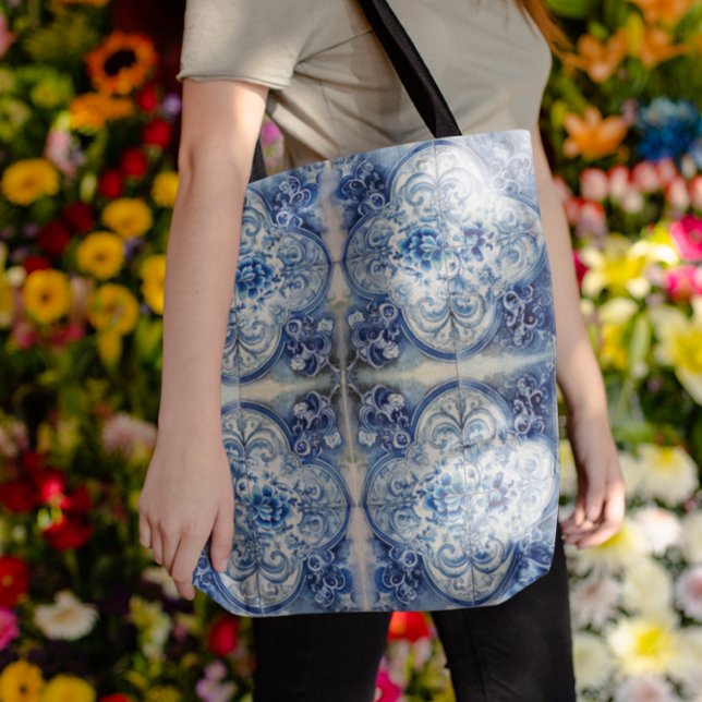 Bolso De Tela Baldosas antiguas en azul delft (Subido por el creador)