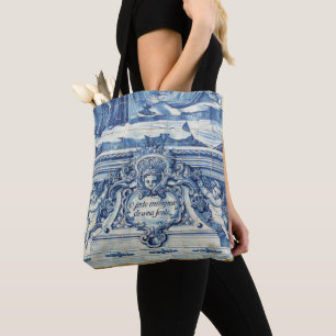 Bolso De Tela Baldosas de pared azules y blancas de Portugal con