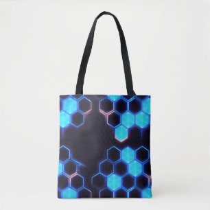 Bolso De Tela Baldosas hexagonales mesmerizadoras de ciberpunk h
