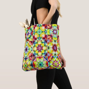 Bolso De Tela Baldosas mediterráneas, mosaicos de tinta de alcoh