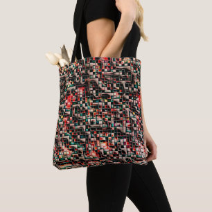 Bolso De Tela Baldosas oscuras de estilo bruto texturado, cuadra