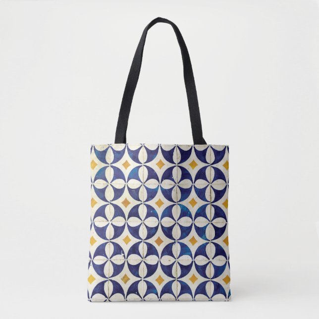 Bolso De Tela Baldosas portuguesas - Diseño del patrón Azulejo (Anverso)
