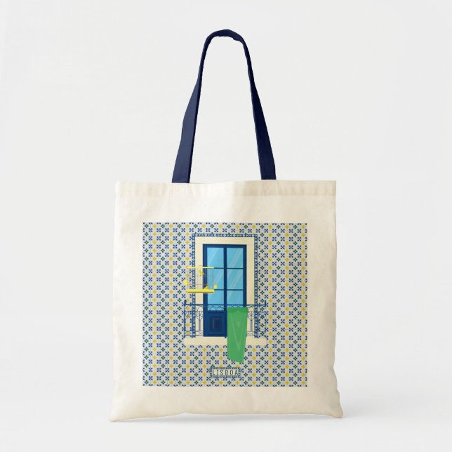 Bolso De Tela Baldosas portuguesas y balcón con ventana (Frente)