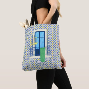 Bolso De Tela Baldosas portuguesas y balcón con ventana