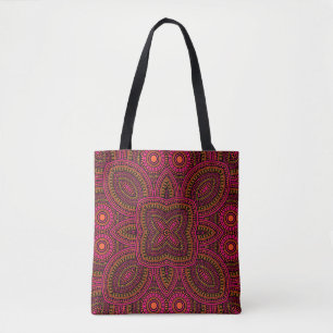 Bolso De Tela Baldosas victorianas, patrón geométrico étnico.