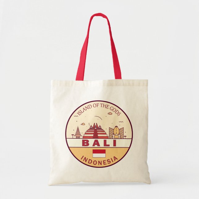 Bolso De Tela Bali Indonesia City Skyline Emblem (Frente)