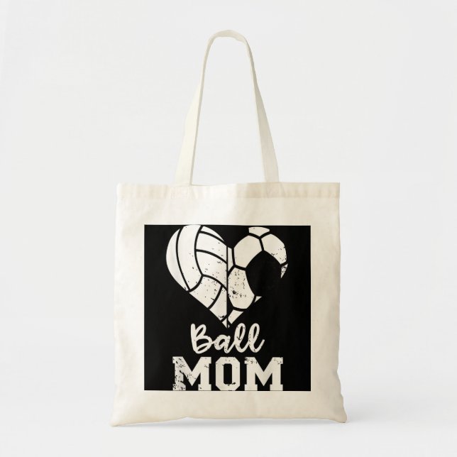 Bolso De Tela Ball Mom Heart Funny Soccer Volleyball Mom (Frente)