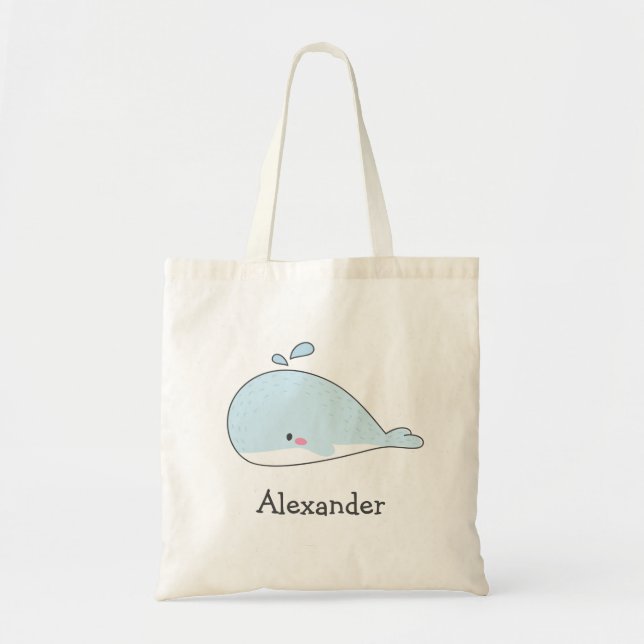 Bolso De Tela Ballena azul dulce - Niños personalizados (Frente)