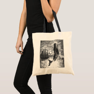 Bolso De Tela Ballena cachalote vintage emergiendo, animales de