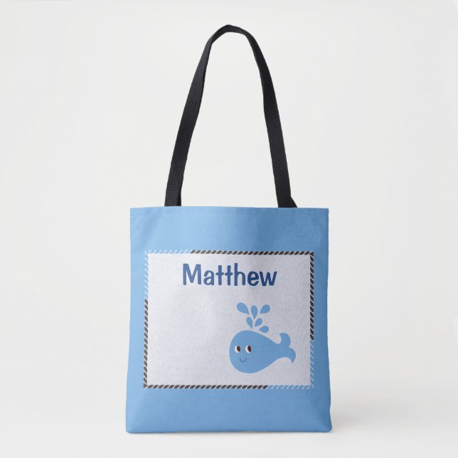 Bolso De Tela Ballena con spouting personalizado en azul (Anverso)