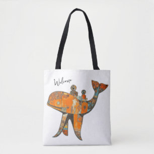 Bolso De Tela Ballena de arte con estilo retro ingenuo