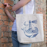 Bolso De Tela Ballena de faro<br><div class="desc">Ilustracion dibujado a mano en la línea de ballenas de faro.</div>