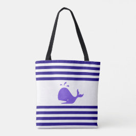 Bolso De Tela Ballena en franja azul y blanca