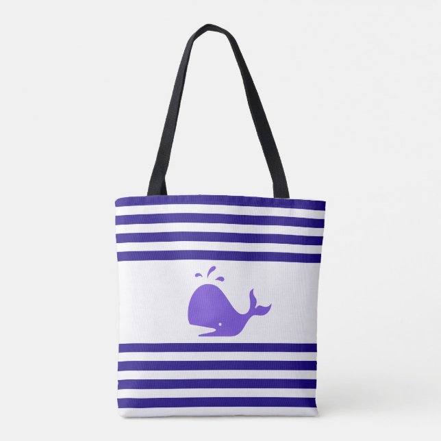 Bolso De Tela Ballena en franja azul y blanca (Reverso)