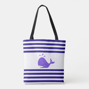 Bolso De Tela Ballena en rayas azules y blancas