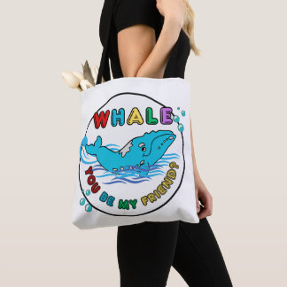 Bolso De Tela Ballena, eres mi amigo, ballena jorobada azul