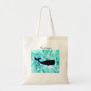 Bolso De Tela ballena negra de arte folclórico