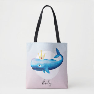Bolso De Tela Ballena Princesa Princesa de Color Chica con Nombr