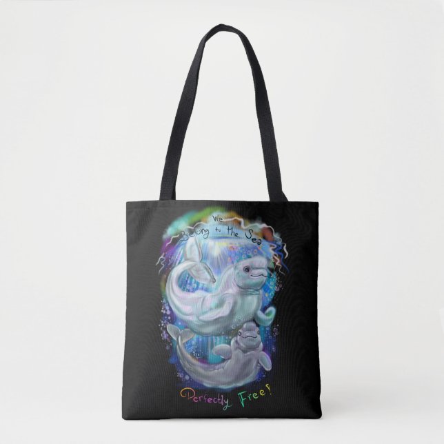 Bolso De Tela Ballenas de Beluga (Anverso)