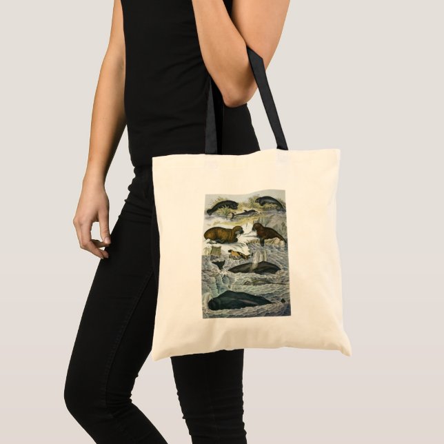 Bolso De Tela Ballenas, focas y valles, animales marinos (Anverso (producto))
