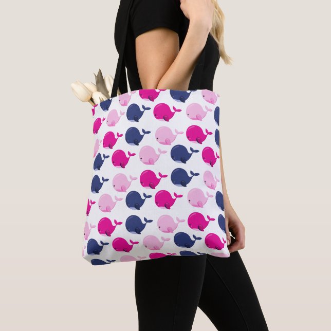 Bolso De Tela Ballenas, Patrón De Ballenas, Animales Marinos (Detalle)