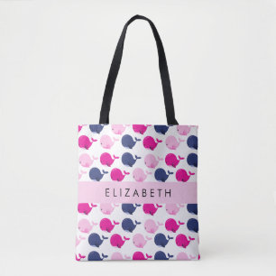 Bolso De Tela Ballenas, Patrón De Ballenas, Tu Nombre