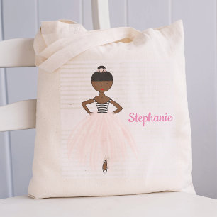 Bolso De Tela Ballerina afroamericana personalizada en rosa