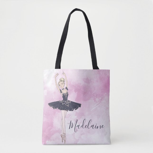 Bolso De Tela Ballerina Blue Pink Personal (Anverso)