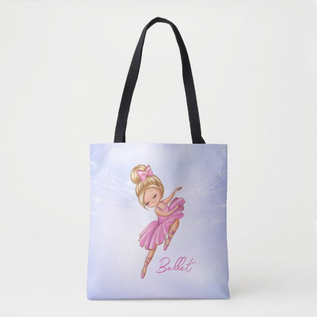 Bolso De Tela Ballerina Chica Rosa, ballet Bonito púrpura (Anverso)