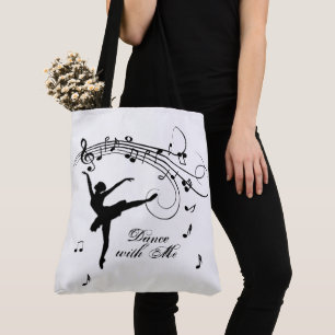 Bolso De Tela Ballerina Dancing with Music Notes