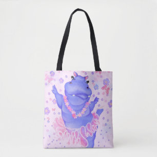 Bolso De Tela Ballerina Hippo Tote Bag Feliz bailarín de ballet
