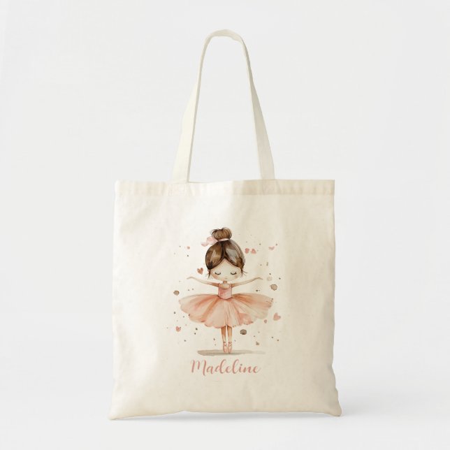 Bolso De Tela Ballerina Nombre Personalizado Girly (Frente)