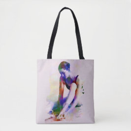 Bolso De Tela Ballerina rosa acuarela arte contemporáneo