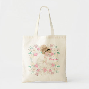 Bolso De Tela Ballerina rosa floral y caprichosa personalizada