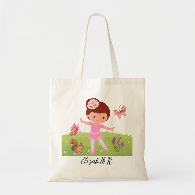 Bolso De Tela Ballerina Woodland Friends Squirrel mariposa (Frente)